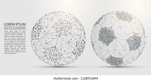 Soccer Ball Consisting Of 3D Triangles, Lines, Points And Links. Vector Illustration Of EPS 10.