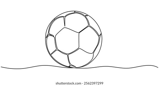 Soccer Ball in a continuous one line art. illustration vector eps 10, continuous line drawing soccer ball illustration vector isolated drawn, Black and White of soccer ball illustration in a white.