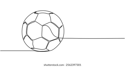 Soccer Ball in a continuous one line art. illustration vector eps 10, continuous line drawing soccer ball illustration vector isolated drawn, Black and White of soccer ball illustration in a white.