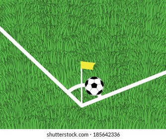 soccer ball is corner kick on the field