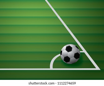 Soccer ball in corner kick position on green football field,vector and illustration 