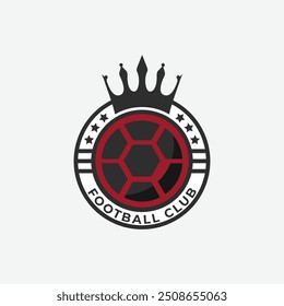 bola de futebol e logotipo da coroa, design de ilustração do logotipo de futebol
