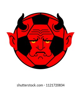 Soccer ball demon. ball Red devil. Vector illustration
