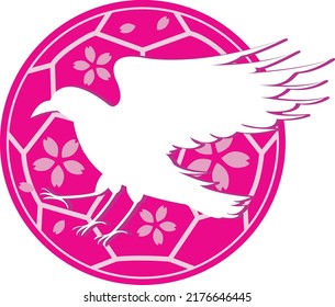 
Soccer ball design with cherry blossoms and White three-legged crow.