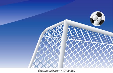 Soccer  ball and detailed goal. Vector illustration.