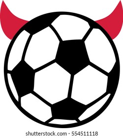Soccer ball with devil horns