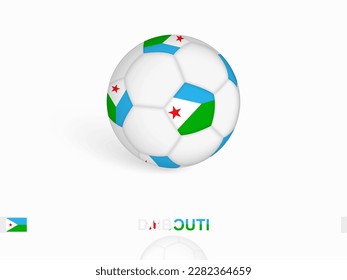 Soccer ball with the Djibouti flag, football sport equipment. Vector illustration.