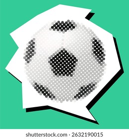 Soccer ball dotted collage pointilize in torn paper for game energy, retro texture, and sports art. Ideal for football poster themes and team competition graphic assets.