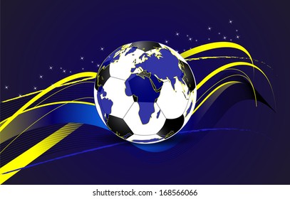 Soccer ball with earth foreground