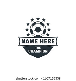 soccer ball emblem badge name tag theme vector design for print on sticker, vinyl, decal, mug and t shirt template