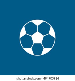 Soccer Ball Emblem Flat Icon On Blue Background