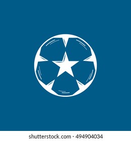 Soccer Ball Emblem Flat Icon On Blue Background