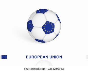 Soccer ball with the European Union flag, football sport equipment. Vector illustration.