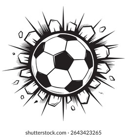 Soccer Ball Explosion Vector – Comic Style Football Impact Illustration

