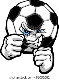 Soccer Ball with Face and Fighting Hands Sketch Illustration