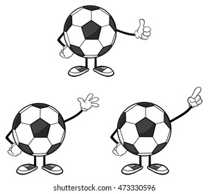 Soccer Ball Faceless Cartoon Mascot Character 5. Vector Collection Set Isolated On White Background
