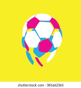 Soccer ball falling apart - abstract