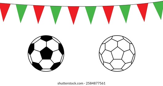 Soccer ball and FANIONS symbol in a minimal design. Classic football vector illustration for sports graphics, logos, and icons.