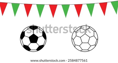 Soccer ball and FANIONS symbol in a minimal design. Classic football vector illustration for sports graphics, logos, and icons.