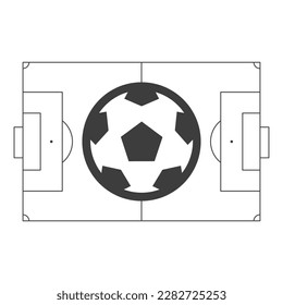 Soccer ball and Field background. Top view of football field. 