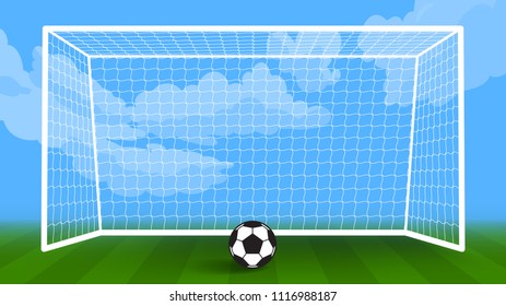 soccer ball field and goal object vector background
