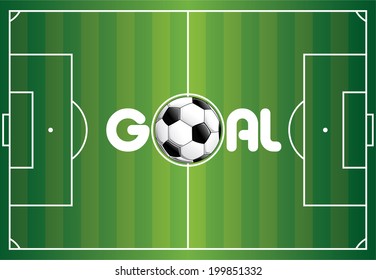 Soccer ball and soccer field meaningful to victory.Vector illustration