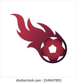 Soccer ball in a fiery flame. The soccer ball is flying in the fire. Vector stock illustration.