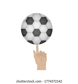 Soccer ball. Ball the finger, vector illustration