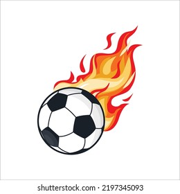 Soccer Ball Fire Background In Flat Style 