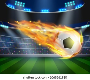 Soccer ball with fire effect illustration