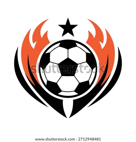 Soccer ball with fire flames and star logo vector illustration
