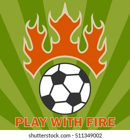 Soccer ball, soccer ball and fire, football. Flat design, vector.