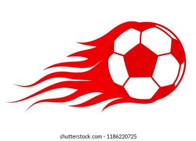 Soccer ball in fire, hot football match icon – vector