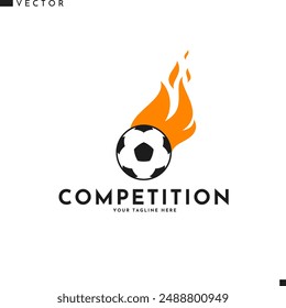 Bola de fútbol con logotipo de fuego