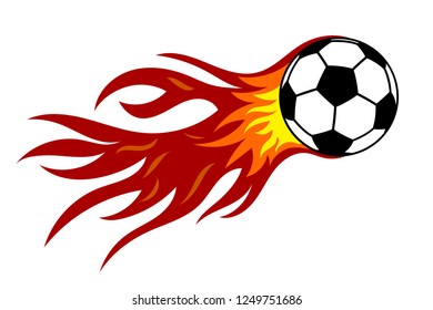 Soccer ball in fire. Vector illustration on white background