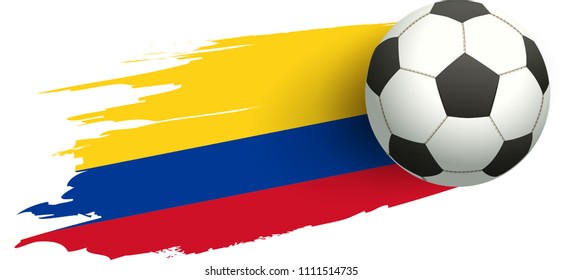 Soccer ball and flag of Colombia. Victory kick goal. Isolated on white vector illustration