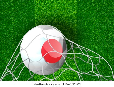 Soccer Ball flag nation Japan  - Grass,football field.