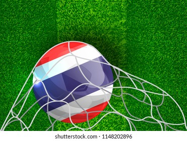 Soccer ball flag of  Thailand,Grass,net, football field.