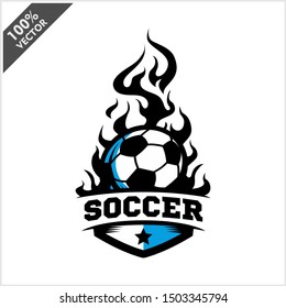 soccer ball flame badge logo vector	
