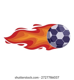 Bola de futebol com chamas atrás dela, simbolizando velocidade, poder e paixão pelo jogo