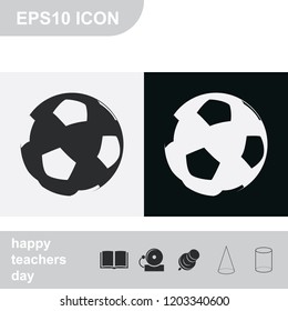 Soccer ball flat black and white vector icon.