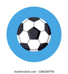 Soccer ball flat icon isolated on blue background. Simple football ball in flat style, vector illustration for web and mobile design. Sport equipment elements vector sign symbol.