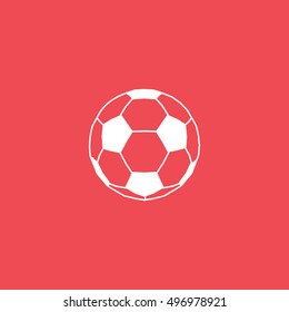 Soccer Ball Flat Icon On Red Background