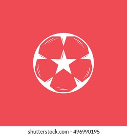 Soccer Ball Flat Icon On Red Background