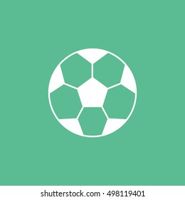 Soccer Ball Flat Icon On Green Background