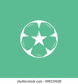 Soccer Ball Flat Icon On Green Background
