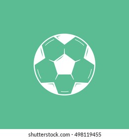 Soccer Ball Flat Icon On Green Background