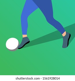 Soccer ball flat illustration with gradient colour. Man playing football.