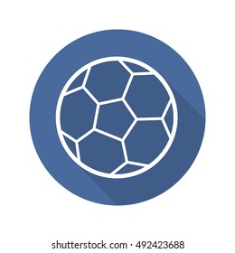 Soccer ball flat linear long shadow icon. Football ball. Vector line symbol