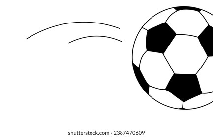 Soccer ball in flight with copy space for text. Sport background vector illustration